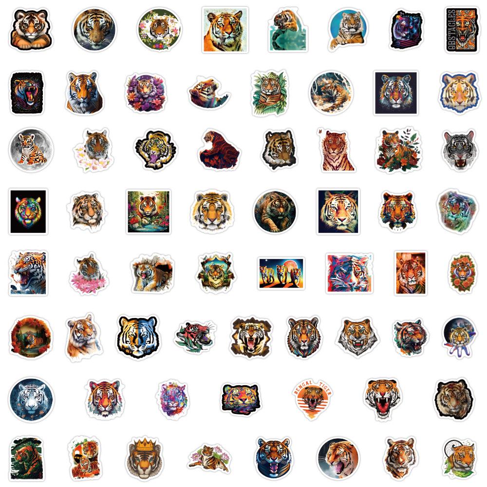 60-120 Tiger Cartoon Graffiti Stickers: Waterproof Decals for Helmets & Skateboards