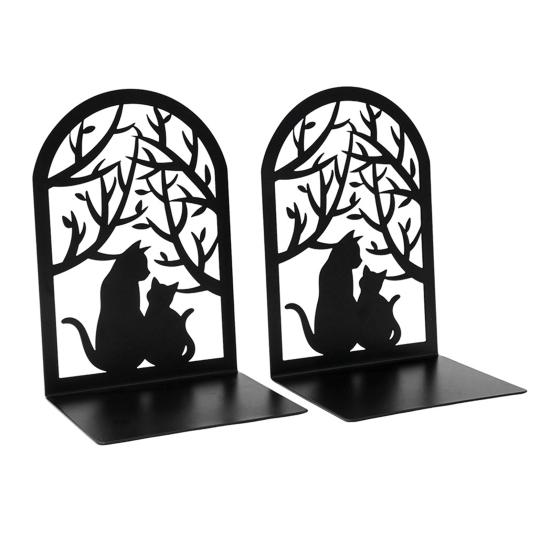 1 Pair Metal Cat Book Ends Cute Cat Bookends for Shelves Decorative Book Support
