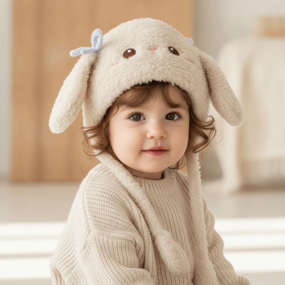 Windproof Toddler Earflap Hat Thermal Cartoon Fluffy Caps Plush Kids Beanie Cold Outdoor