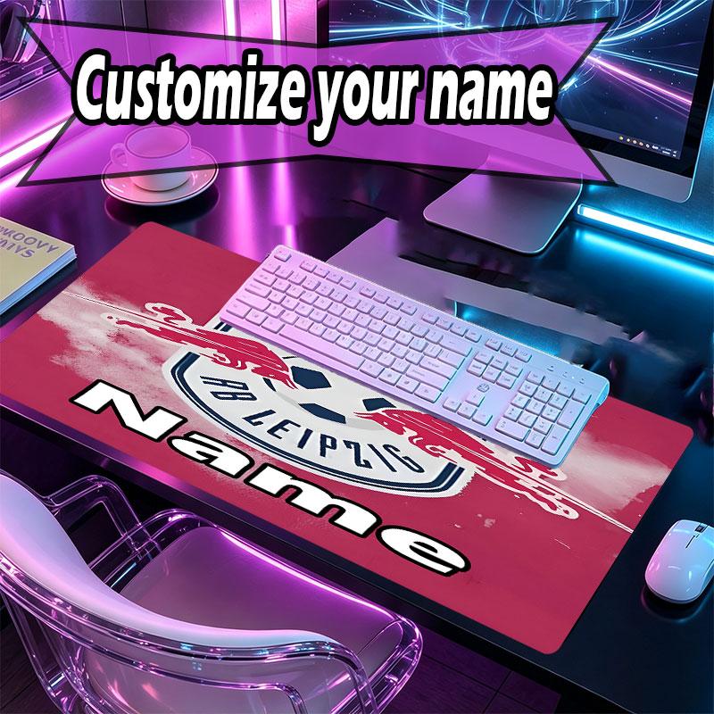 Custom Name Personalized RB Leipzig Pattern Mousepad, Laptop PC Desk Mat, Decorative Desk Mat for Home Keyboard Pad Gift