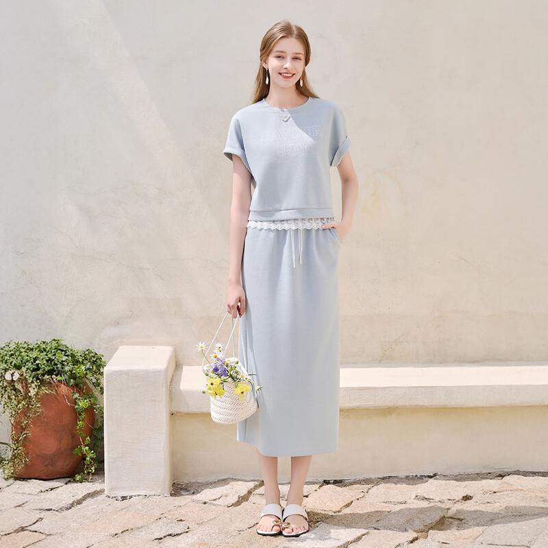 Women's Summer Lace T-shirt & Skirt Set