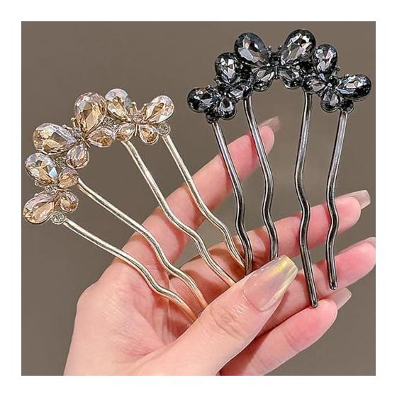 Nightclub Roller Comb Set of 2, Pearl Hair Comb, U-Shaped Hair Accessories, Hair Clips, Fashion for School Entrance Ceremonies, Coming-of-Age