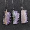 Purple Crystal Quartz Mineral Slice Cluster Pendant Necklace Amethyst Druzy  Pendant