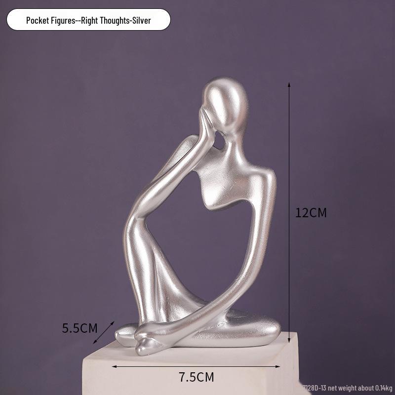 Mini Abstract Thinker Resin Ornament for Nordic Office or Bookshelf Decor