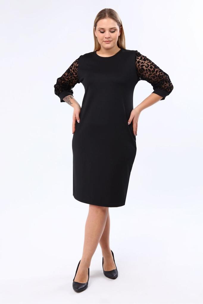 Women's Big Size Dress Polka Dot Flocked Sleeve Plus Size Dress 9B-2141