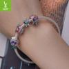 S925 Silver Butterfly Silicone Positioning Spacer Beads, Smart Insects Gradually Change Oil Dripping Diy Bracelet Beads
