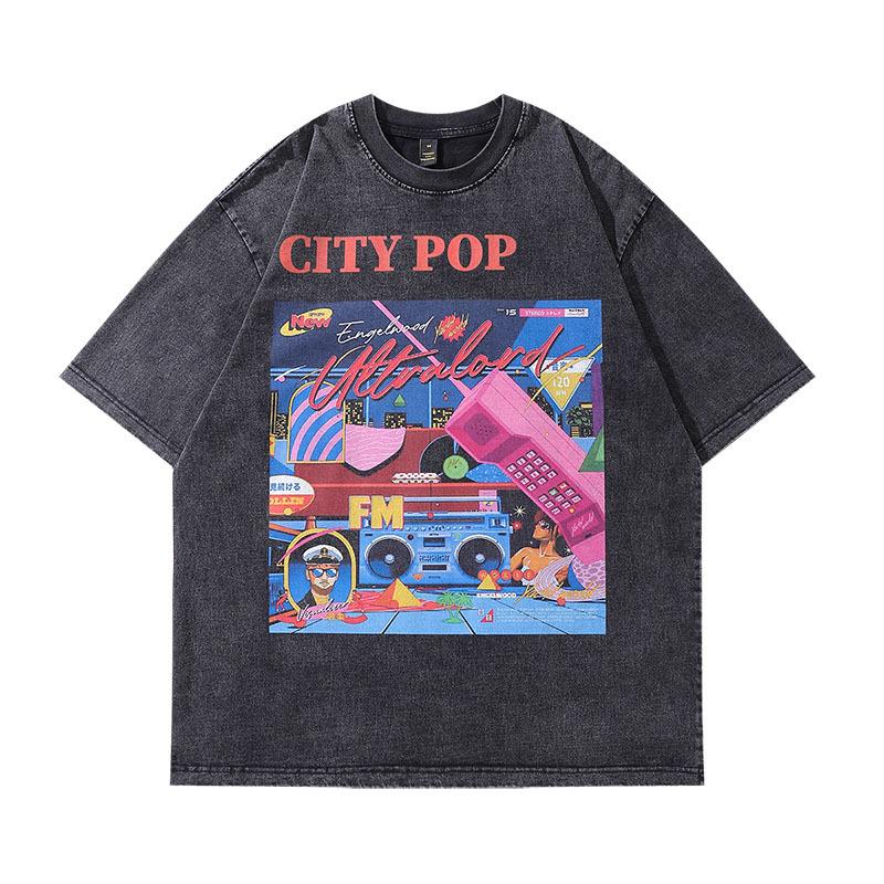 European And American Street Retro Heavy Weight Short-Sleeved T-Shirt Men'S And Women'S Hiphop Loose Lazy Wind Half-Sleeved Tee Shirt