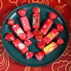 100Pcs Red Color Chinese Style Printed Handmade Nougat Candy Packaging Oil Papers Milk Taffy Wrapper New Year Party Decor