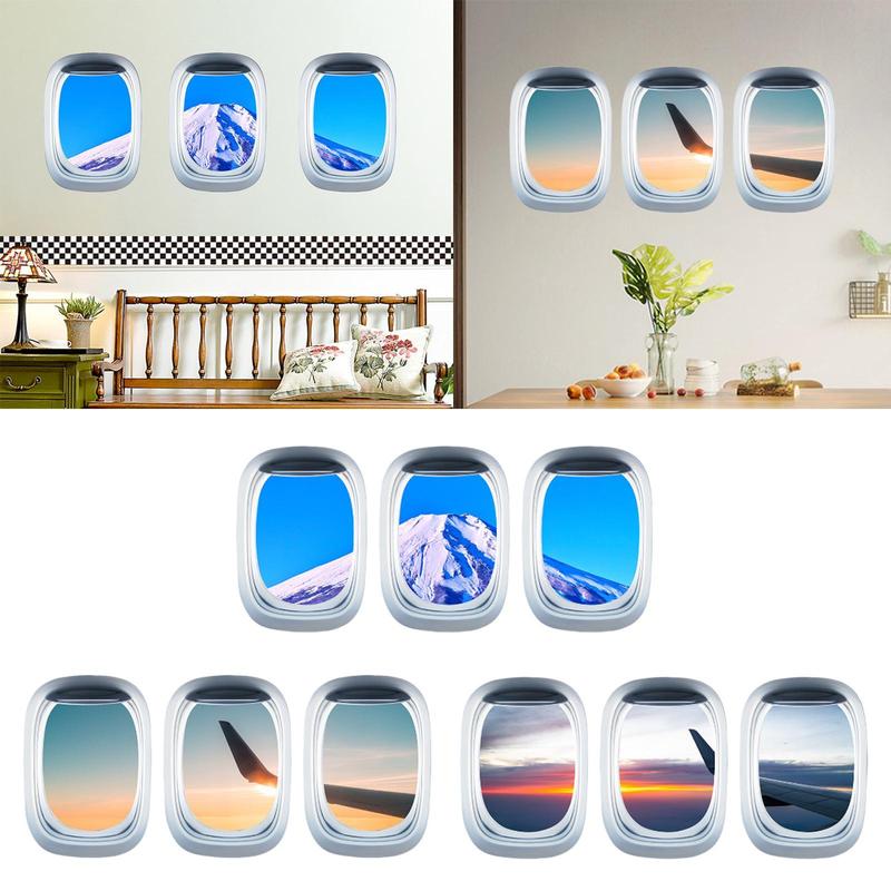 3Pcs Faux Window Wall Sticker Decal Indoor for Bedroom Bathroom Dining Room