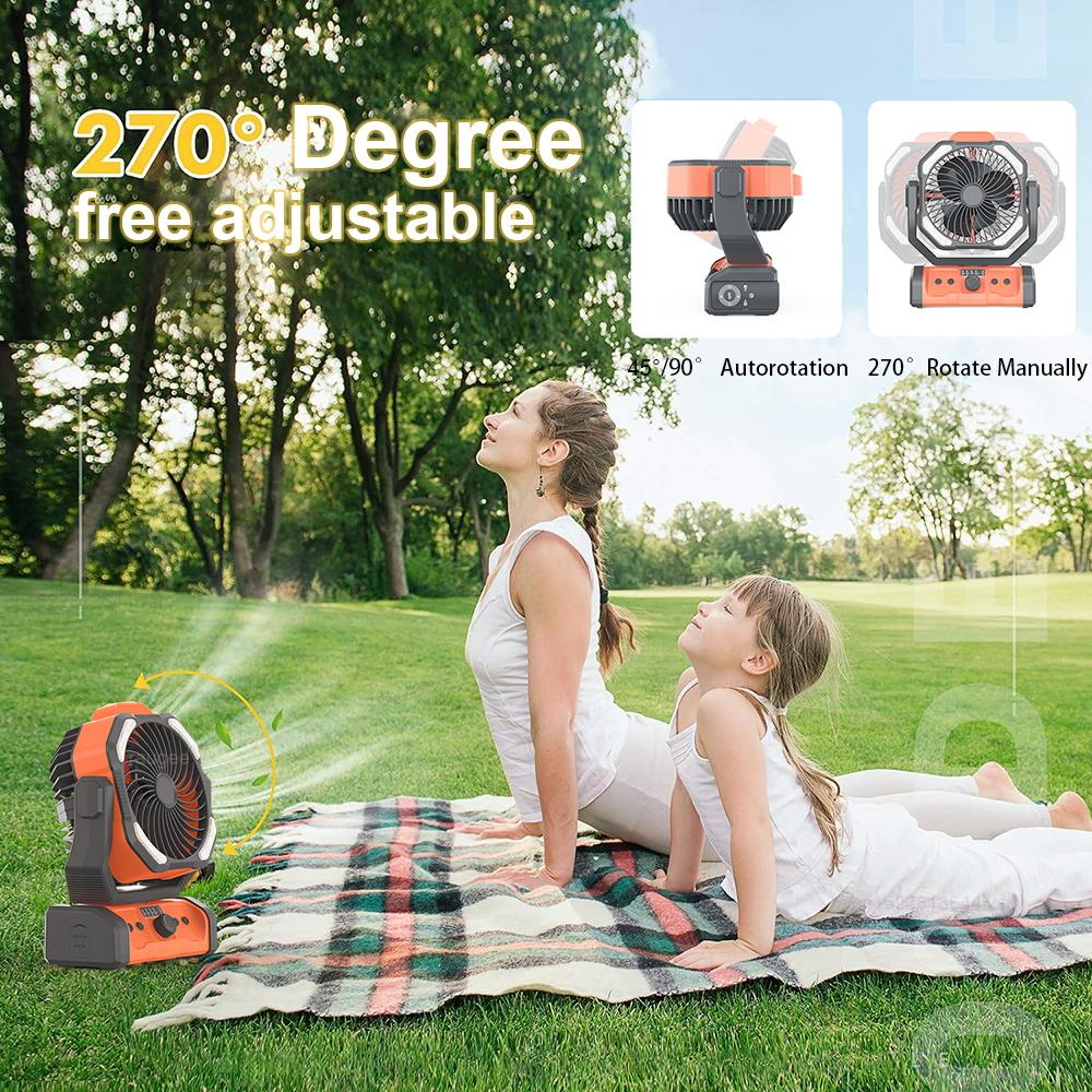Camping Fan Rechargeable 20000mah Portable Wireless Camping fan for Outdoor Camping Ceiling Fan with Light and Remote Control