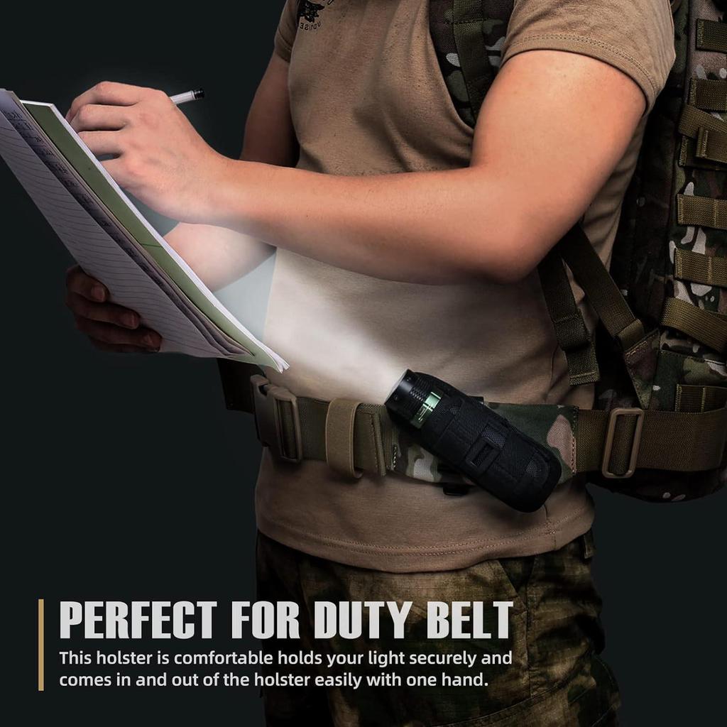 Adjustable Tactical Nylon Flashlight Holster with Rotating Waist Mount