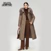 XueZhongFei Damen Lange Daunenjacke mit Kapuze und Fuchspelzkragen