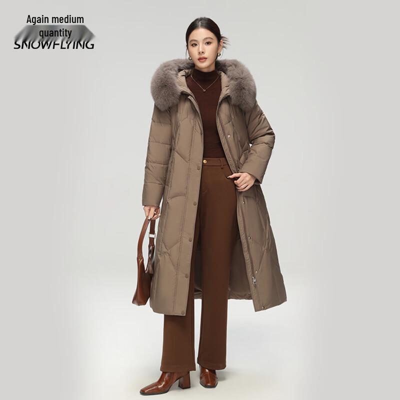 XueZhongFei Women's Long Hooded Fox Fur Collar Down Jacket