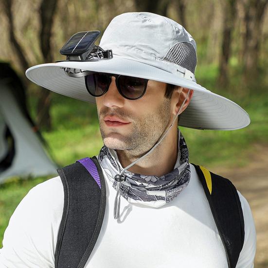 Solar Fan Hat UPF 50+ UV Protection Hat with Detachable Cooling Fan Breathable Men Women Summer Outdoor Activities Fishing Wide Brim Sun Cap