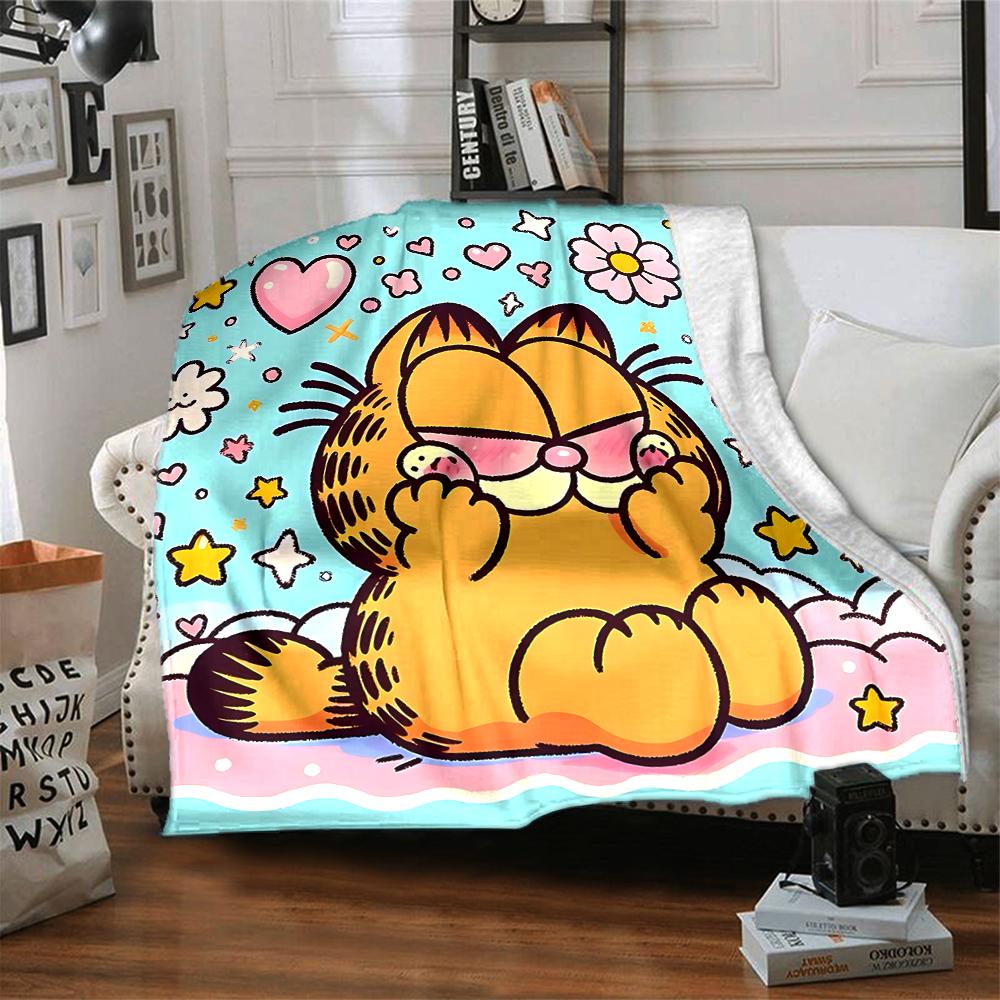1Pc Garfield'S Starry Adventure Blanket For Couch Bed Plush Cozy Fuzzy Blanket Super Soft Warm Blankets For Fall And Winter 091874