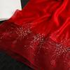 Silk scarf women's fashion silk wool thin foreign style long mulberry silk cheongsam with embroidered flowers gift red scarf