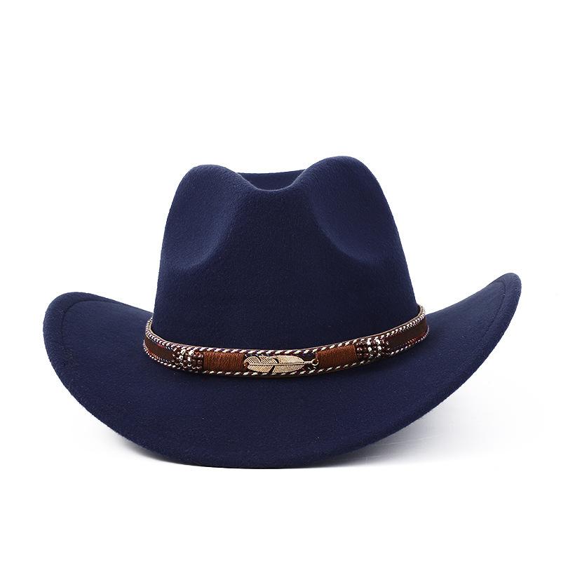 New Western Cowboy Hat Top Hat Jazz Hat Big Brim Ethnic Style Cowboy Felt Hat