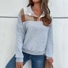 Casual Comfort and Versatility Autumn and Winter Women's Long-sleeved Plaid Splicing Sweater Women