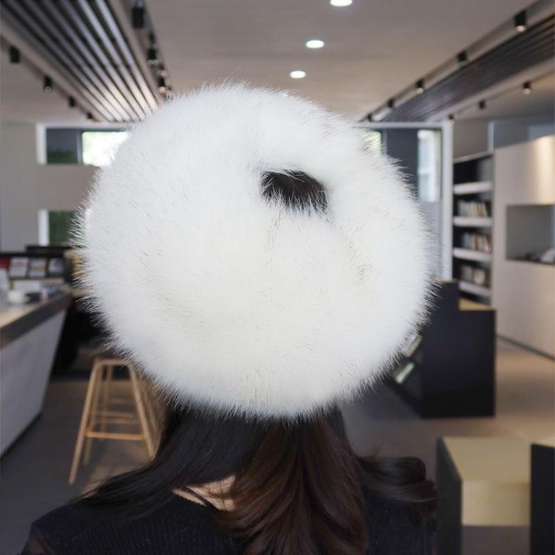 Frauen Nachahmung Fuchs Haar Hut Solide Verdickt Pelz Brimless Herbst Winter Warme Pelz Hut Pelz Hut Ring Kappe