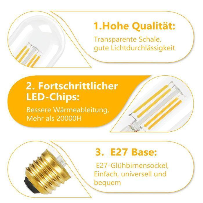 Pack de lâmpadas LED - NETTLIFE - T45 4W 2700K - Base E27 - Branco quente - Pack de 4