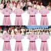 Stylish Girls Baseball Costume Set For Kids Featuring Red Pink Alliance Design