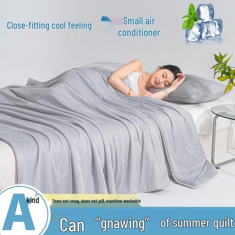 

2025 A-класс Мика Прохладный шелк Летнее одеяло с кондиционером - Роскошный однотонный цвет, Двойное сращивание, Стираемый 180x220cm Single