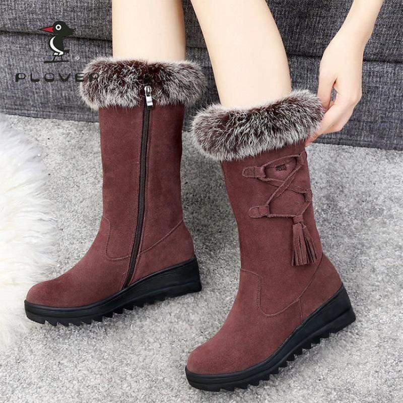 

2024 осень и зима новые плюшевые женские туфли средней высоты корейской версии модные повседневные туфли для мам с завышенной талией тонкие сапоги 40 бордовый