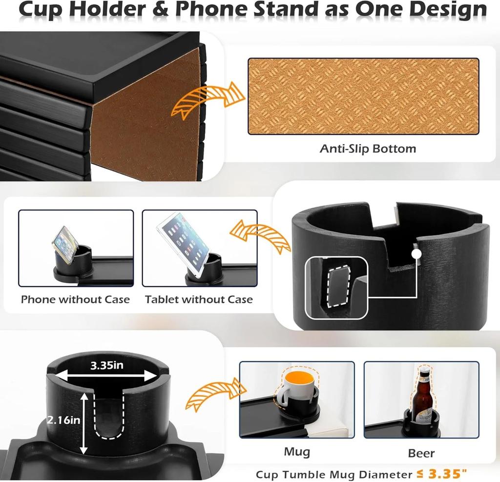 Składany stolik-taca na podłokietnik sofy