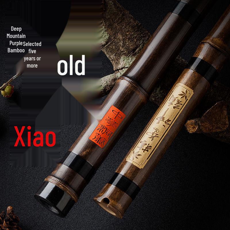 Professional Eight-Hole Purple Bamboo Xiao Flute - F/G Key, Ancient Style, High-End Dong Xiao Instrument