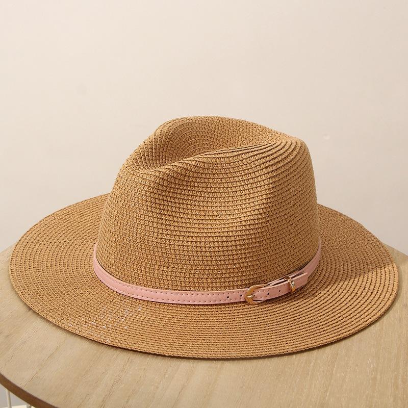 JYL TS DIY Panama Straw Hat White Belt Decor Sun Protection Woven Straw