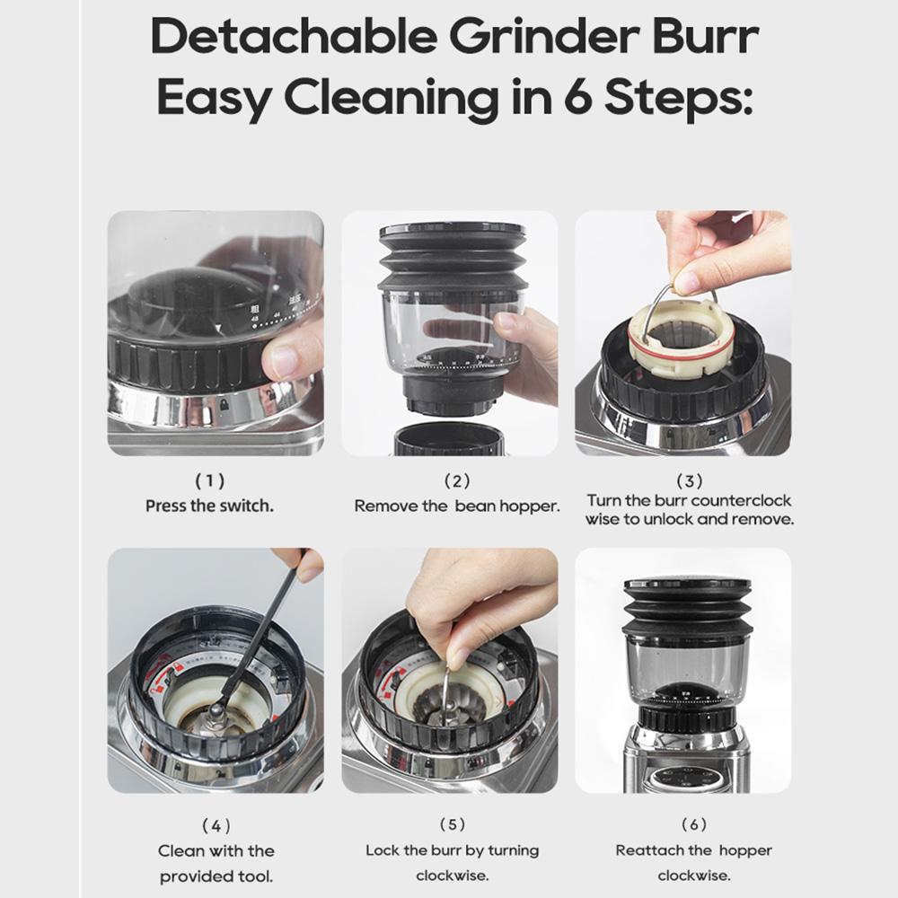 HiBREW G7 Automatic Coffee Grinder With 48 Customizable Grind Settings 160g Bean Hopper 420mm Conical Burr