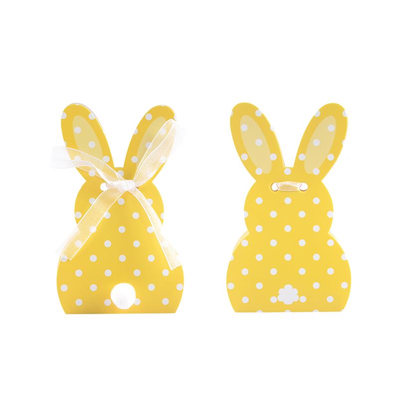 WTEMPO DIY Ribbon Bow Gift Boxes Cute Rabbit Design Easter Foldable Printed Paper Baskets Spring Party Wedding Birthday Festive Decor Treat Boxes