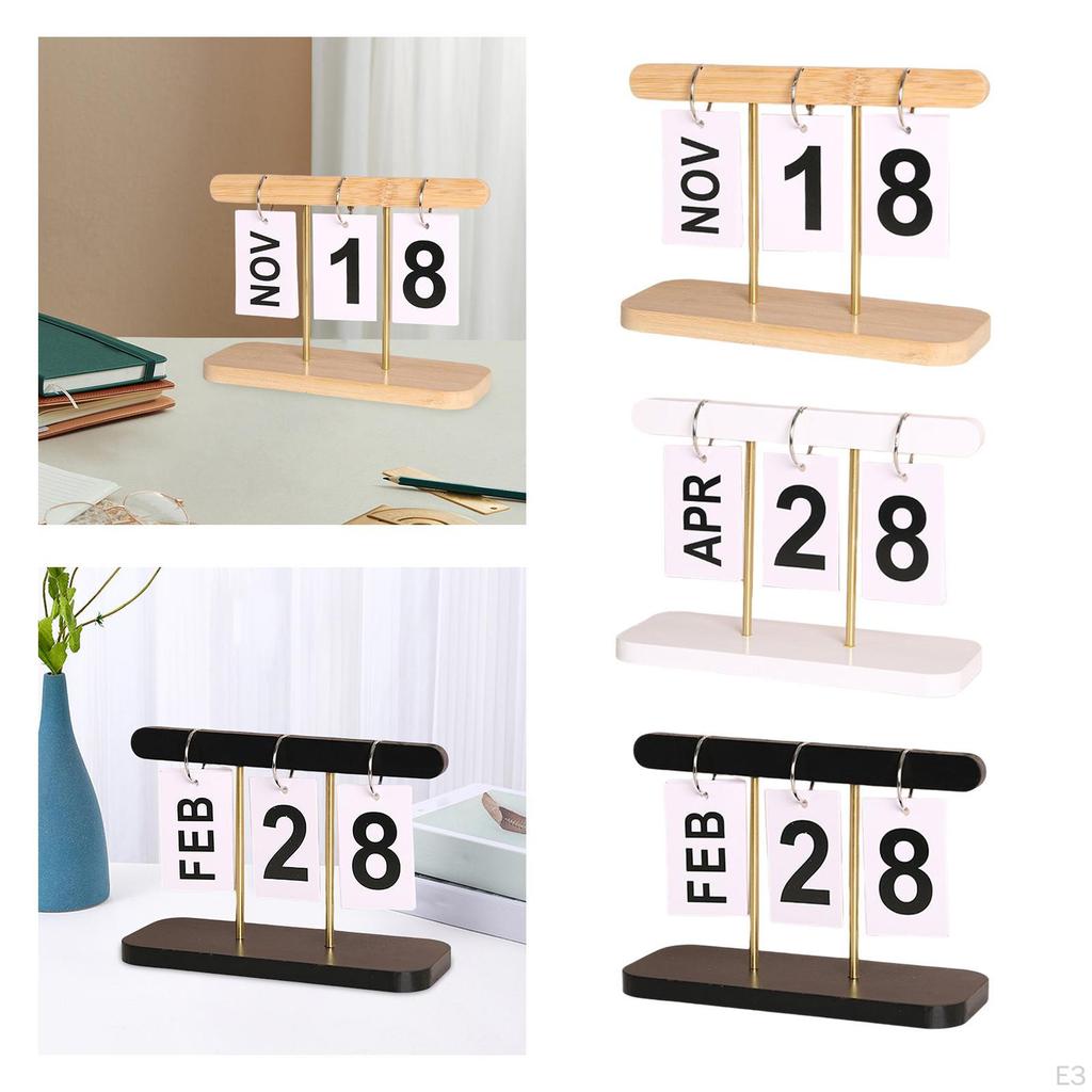Schreibtischkalender Ständer Holzrahmen Seitenumschlag Umblätterer Ewiger Kalender für Küche Heimdekoration