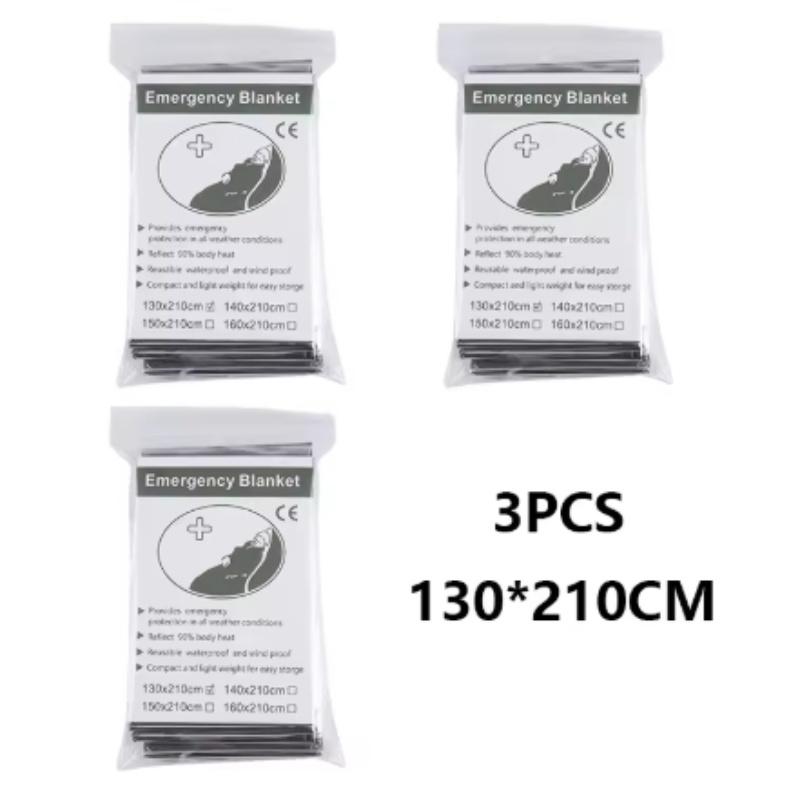 1-3Pcs Emergency Blanket Outdoor Survival First Aid Kit Windproof Insulation Lifesaving Pet Foil Thermal Military Rescue Blanket