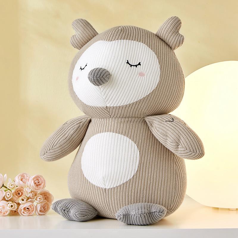 Cute And Charming Cartoon Knitted Animal Plush Doll Rabbit Owl Fox Bear Plush Toy Home Decoration Sleep Soothing Present Designed For Boys Plus Girls