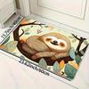 Cute Cartoon Sloth and Leaves Print Area Rug, Aesthetic Neutral Floor Mat for Nursery Bedroom, Washable Indoor Decor Carpet