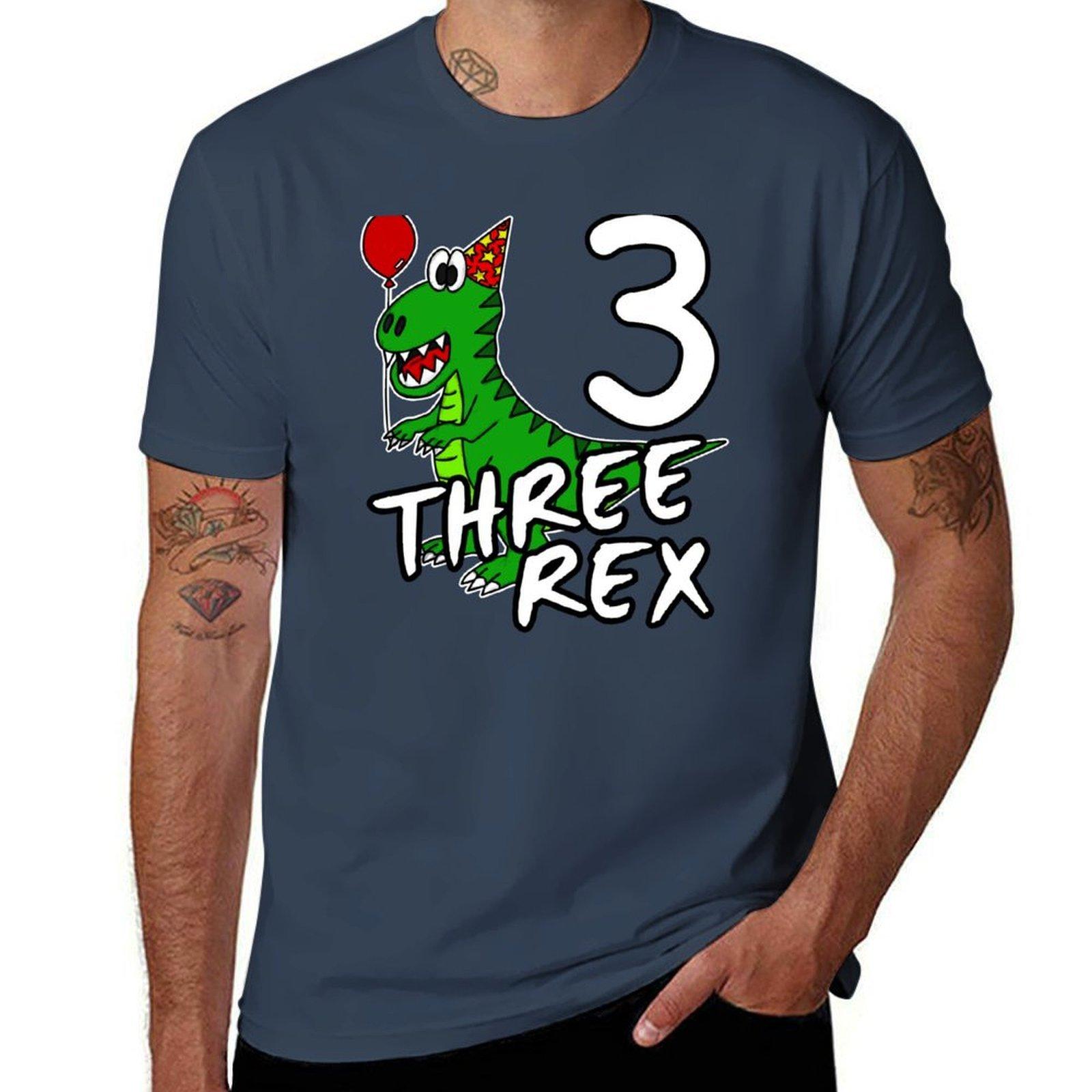 Three Rex 3rd Birthday Dinosaur Tyrannosaurus Rex Funny Tshirt Cool Dry Perforunisexce Tshirt S