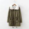 Autumn and Winter Mid-length Tooling Cotton-padded Jacket Women's Drawstring Waist Lamb Velvet Thick Warm Jacket