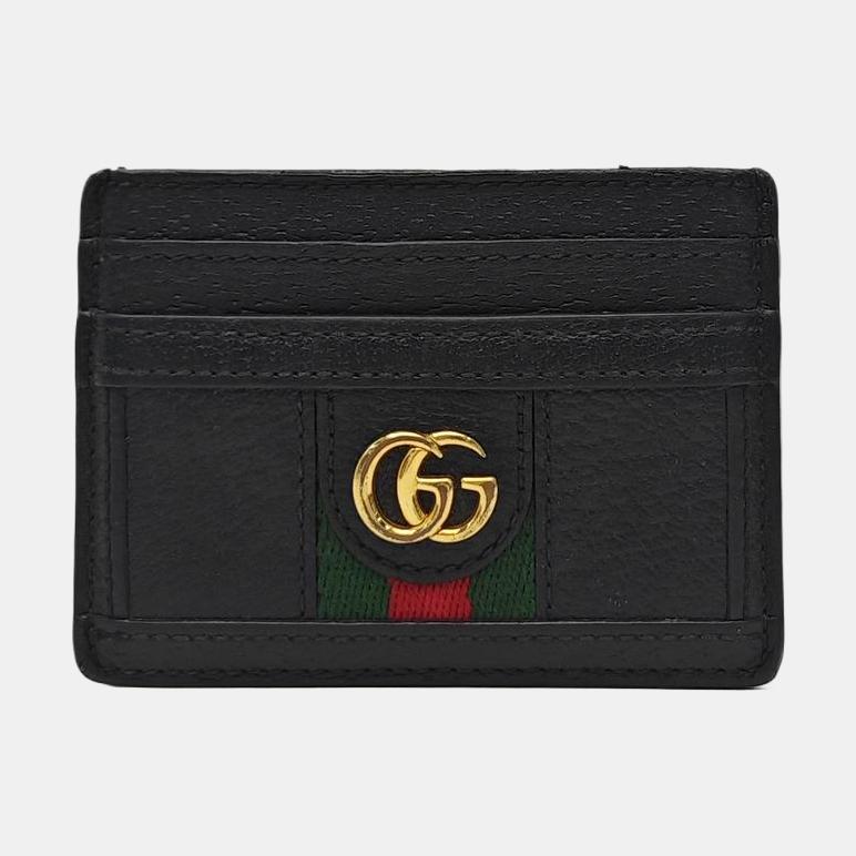 [Pre-Owned] Gucci Leather Ophidia Card Case 'Black' - Very Good #6T69GR