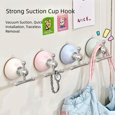 No- Punching Suction Cup Hook Seamless Strong Load-Bearing Wall Hook Save Space Waterproof Kitchen Storage Hook Entryway