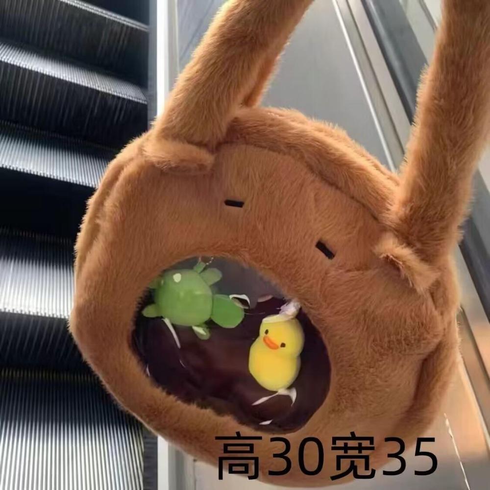 Capybara peluş sırt çantası Kawaii moda peluş bebek kürk çanta çocuk çantası omuzdan askili çanta Mini sırt çantası çanta kız arkadaşı için hediyeler