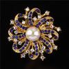 DIEZI Korean Gold Color Blue Crystal Brooches for Wedding Women Party Dress Rhinestone Bridal Bouquet Flower Bowknot Brooch Pins
