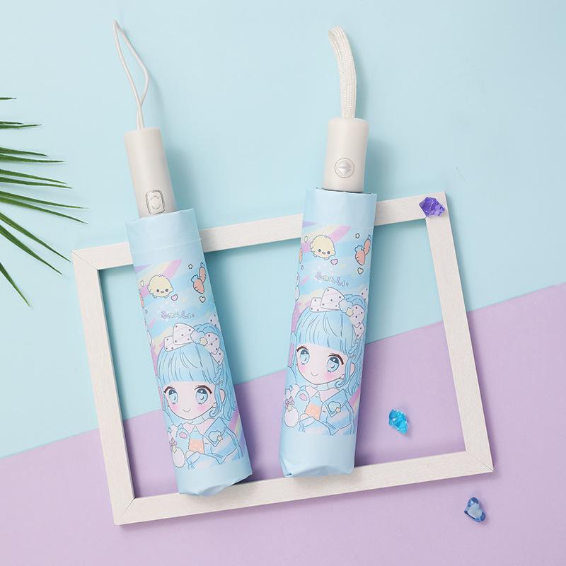 Umbrella Girl Cute Automatic Umbrella Reflective Stripe No Rebound secure Design Umbrella Block UV rays and resist windUmbrell