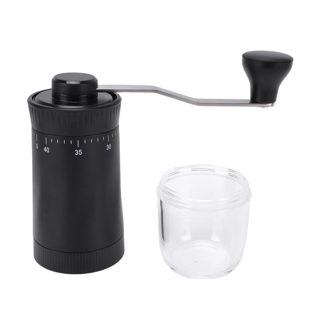 Manual Coffee Grinder Portable Hand Crank Coffee Mill 90ml Transparent Chamber 40 s Settings Stainless Steel for Camping Travel