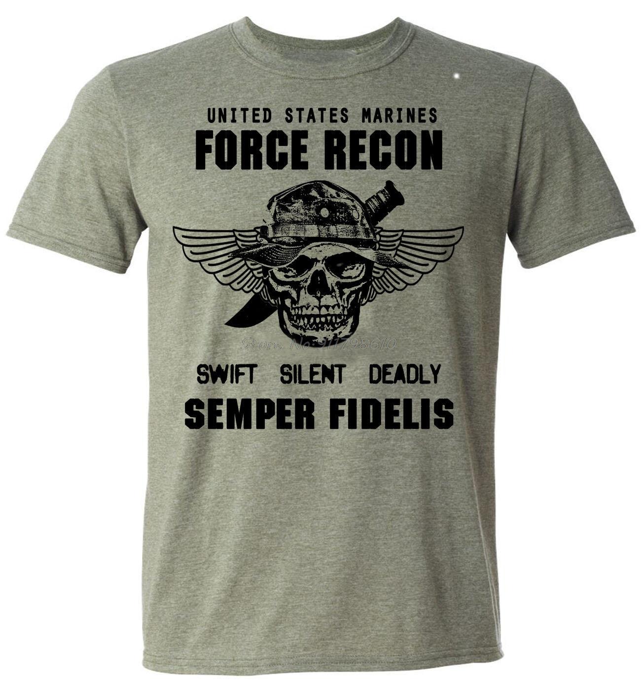 

USMC T-shirt US Marines Semper Fidelis Devil Dog Military Force Recon Tshirt Men Cotton Tees Streetwear Harajuku 4XL
