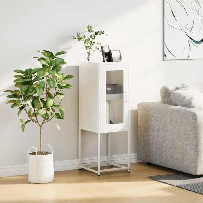 VidaXL White Buffet 36x39x107 Cm Cold-Rolled Steel, Storage Cabinet, Kitchen Storage Cabinet, Furniture 853403