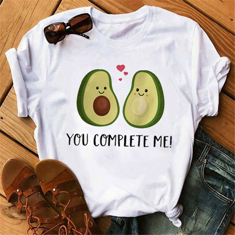 Maglietta Casual Harajuku da Donna Maycaur con Stampa di Avocado Estate Manica Corta T-shirt Casual Girocollo