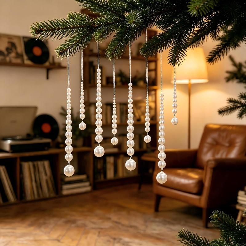 Christmas Decoration Items: 12 Pieces of Beaded Christmas Decoration Pendants for Creating Festive Atmosphere Decorations