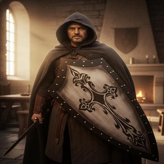 Handmade Gothic Knight Shield Black Metal Medieval Fantasy Decor