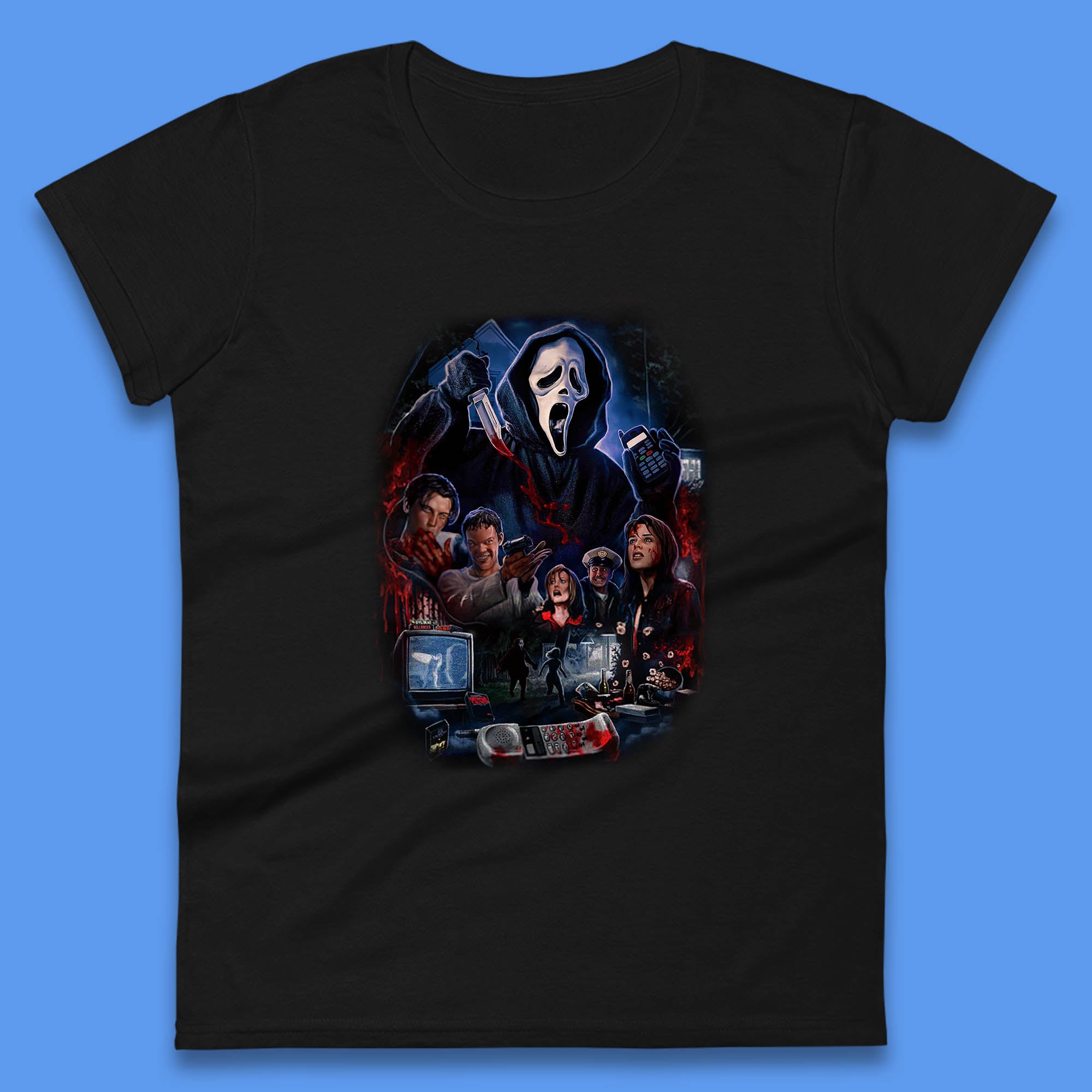 The Scream Movie Poster Ghostface Halloween Ghost Face Scream Horror Movie Character Womens Tee T Shirt Mens Tops Unisex Top L